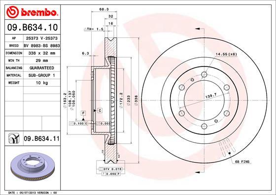 

Тормозной диск brembo 09B63411
