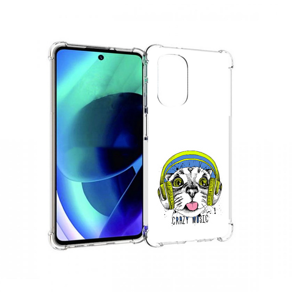 

Чехол MyPads Tocco для Motorola Moto G51 кошка в наушниках рисунок (PT227078.365.403), Прозрачный, Tocco