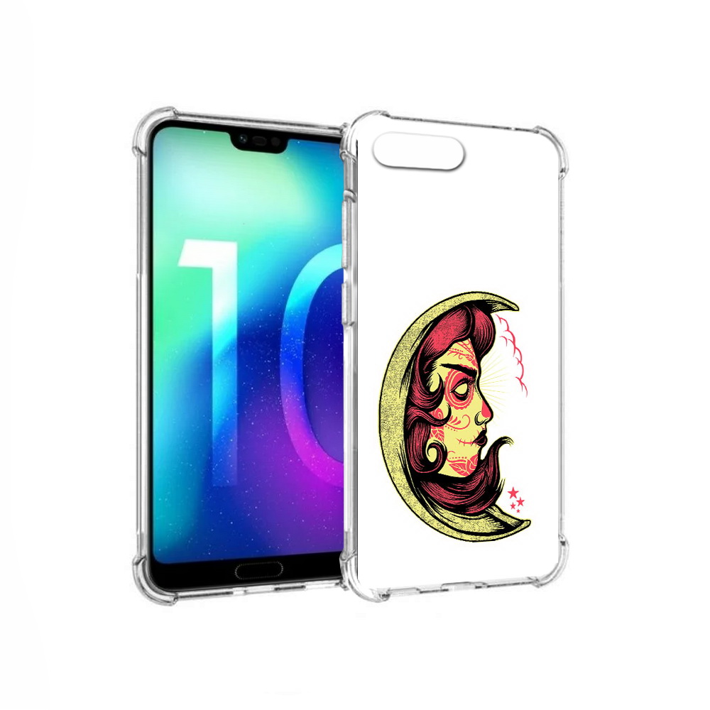 

Чехол MyPads Tocco для Huawei Honor 10 желтый полумесяц с лицом девушки (PT142657.34.346), Прозрачный, Tocco