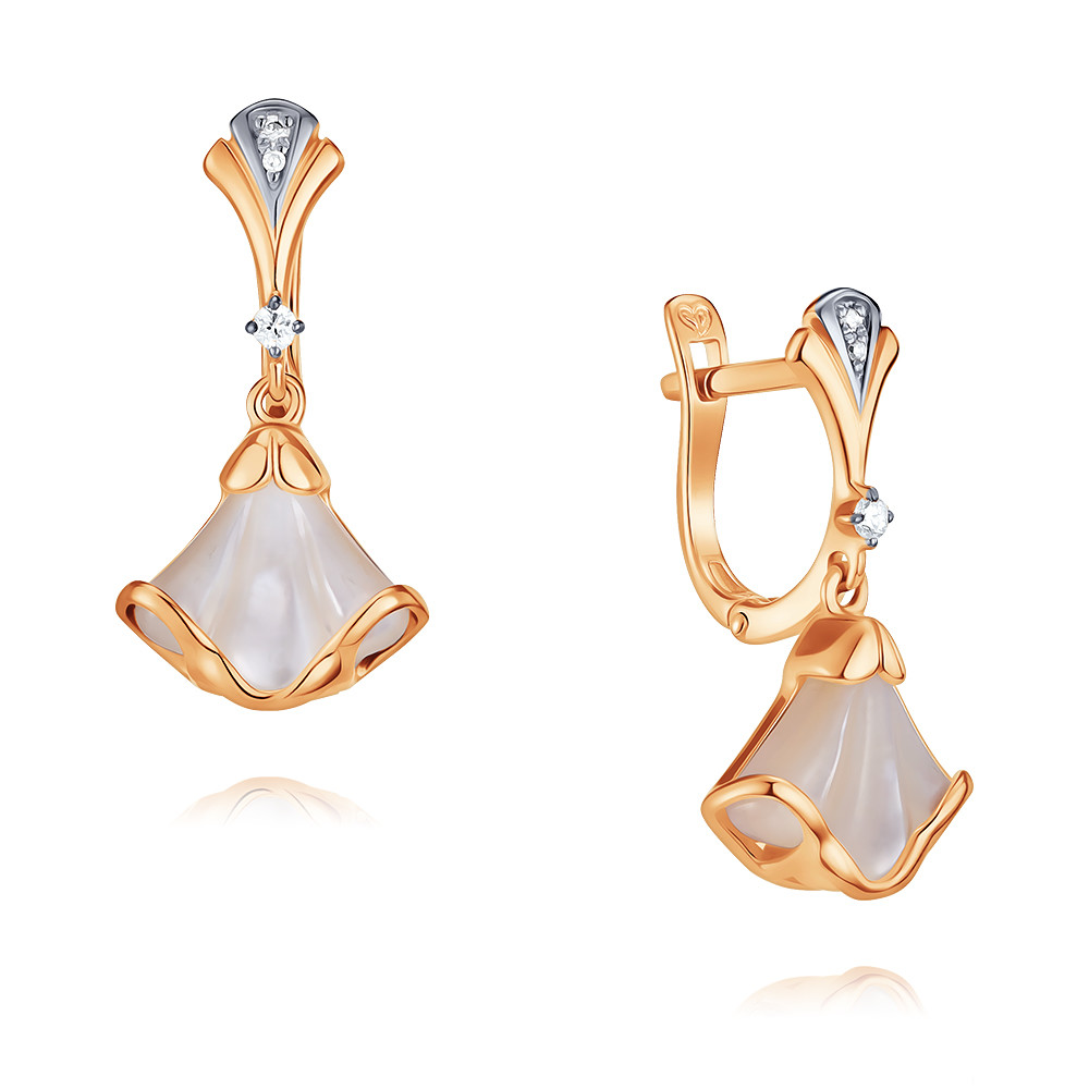

Серьги из красного золота с бриллиантом/перламутром ADAMAS 24037799/02-А50Д-443, 24037799/02-А50Д-443