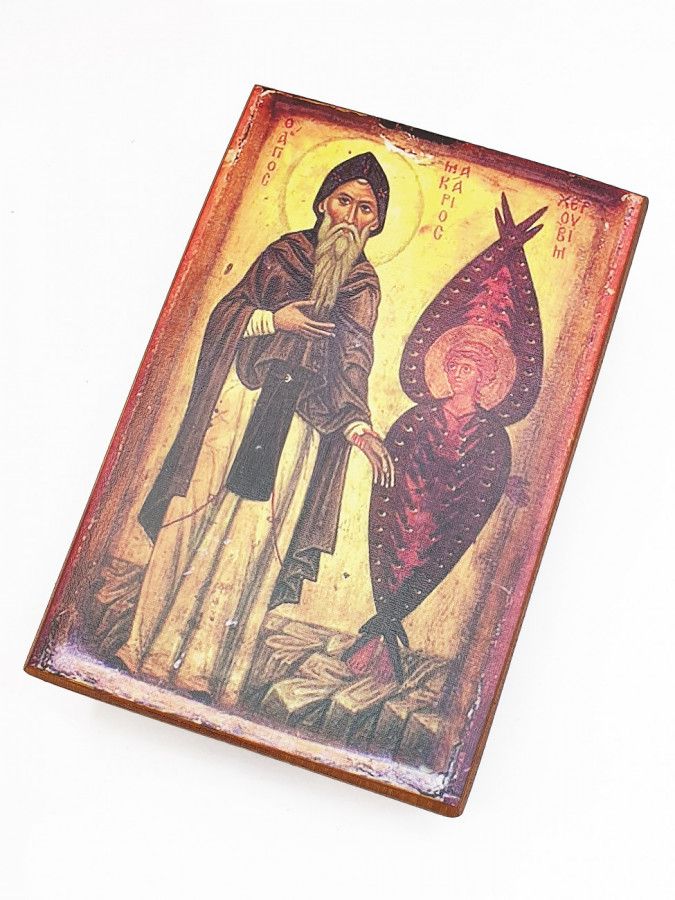 

Икона Макарий (Макар) Египетский Великий, Преподобный, под старину, 15х23 см