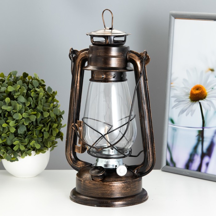 Керосиновая лампа RISALUX, декоративная, 14х14х30 см, коричневая