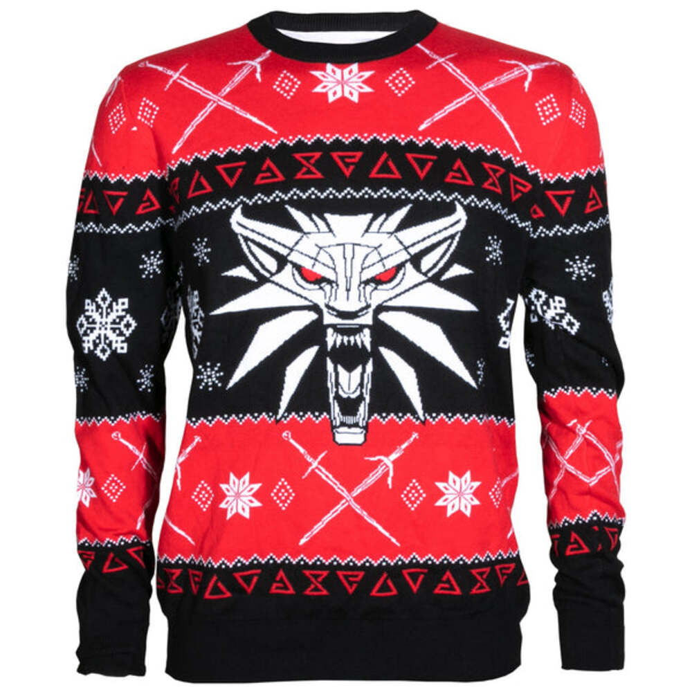 Свитер мужской The Witcher 3 Dreaming Of A White Wolf Ugly Holiday Sweater красный M