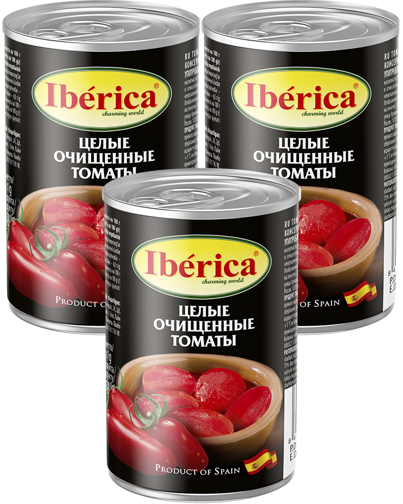 фото Томаты iberica очищенные целые в собственном соку консервированные 400 гр - 3 шт