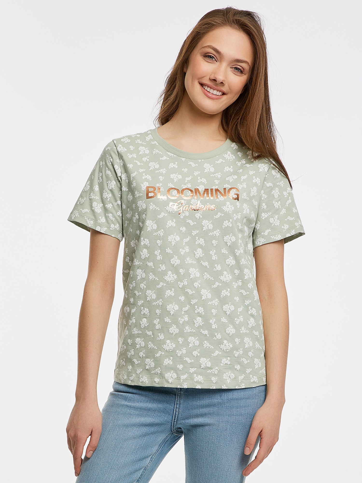 

Футболка женская oodji 14701117-20 зеленая XS, Зеленый, 14701117-20