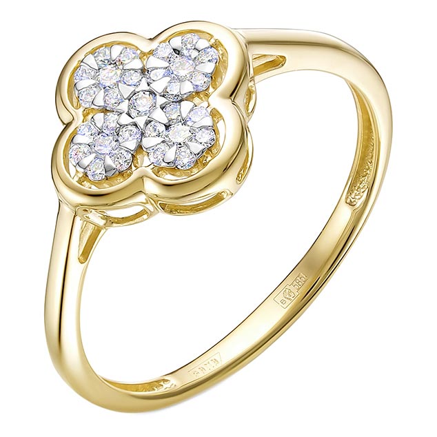 Кольцо из желтого золота р. 17,5 Vesna jewelry 12332-351-00-00, бриллиант