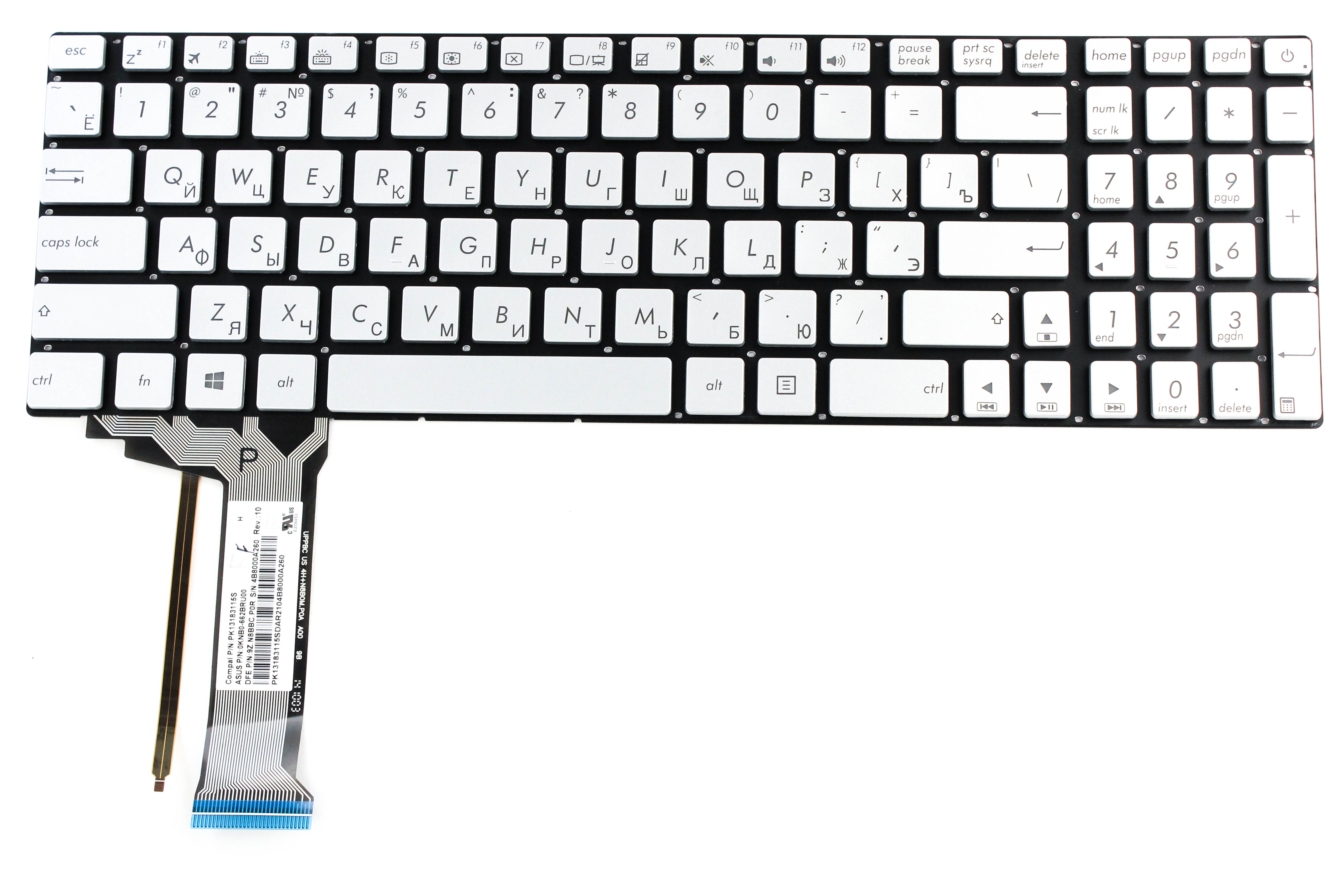 

Клавиатура для Asus GL752 Серебро с подсветкой p/n: 90NB09Y1-R30200, 90NB09X1-R30200