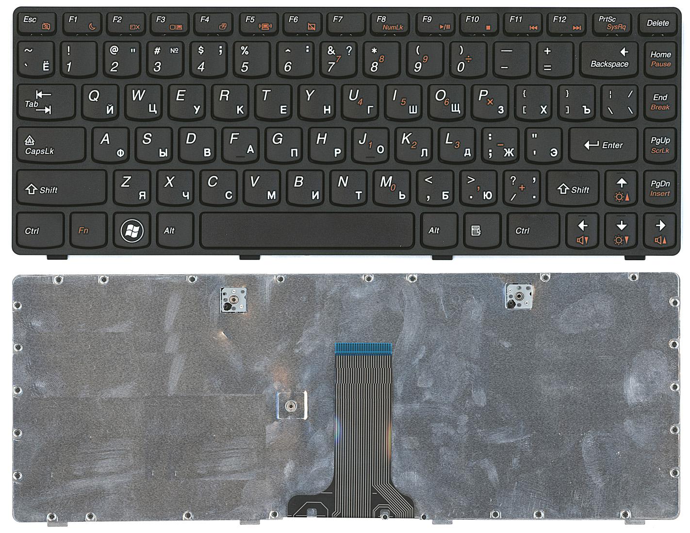 Клавиатура OEM для ноутбука Lenovo G480 черная с черной рамкой