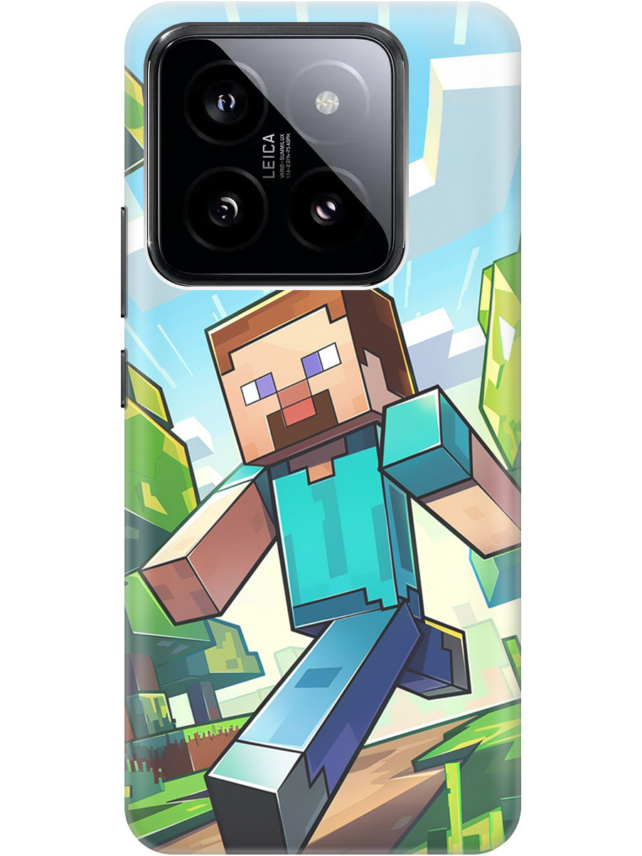 

Силиконовый чехол на Xiaomi 14 Pro с принтом "Майнкрафт", Прозрачный;голубой;зеленый, 777771071