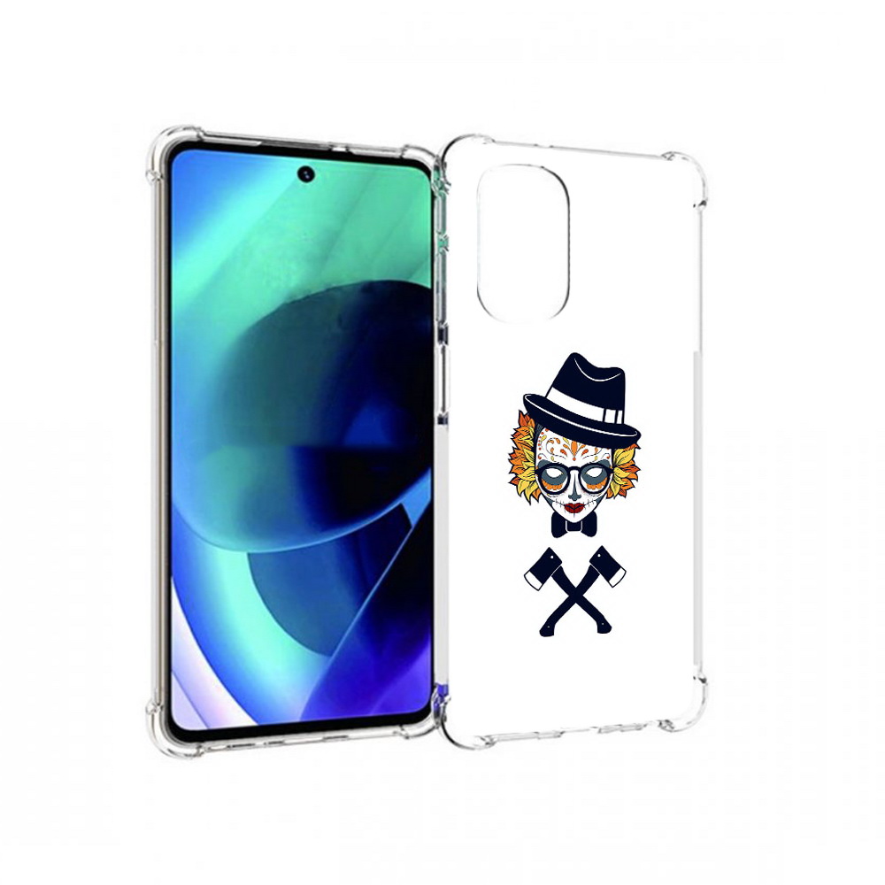

Чехол MyPads Tocco для Motorola Moto G51 девушка в маске с топорами рисунок, Прозрачный, Tocco