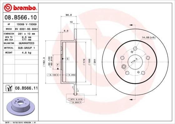 

Тормозной диск brembo 08B56611