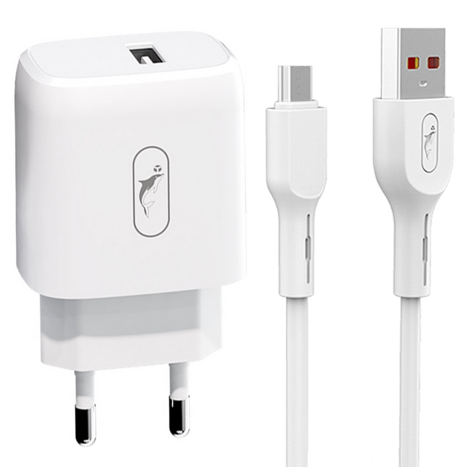 Сетевое зарядное устройство SKYDOLPHIN SC22EV (1USB/5V/2.4A) + кабель MicroUSB, белый