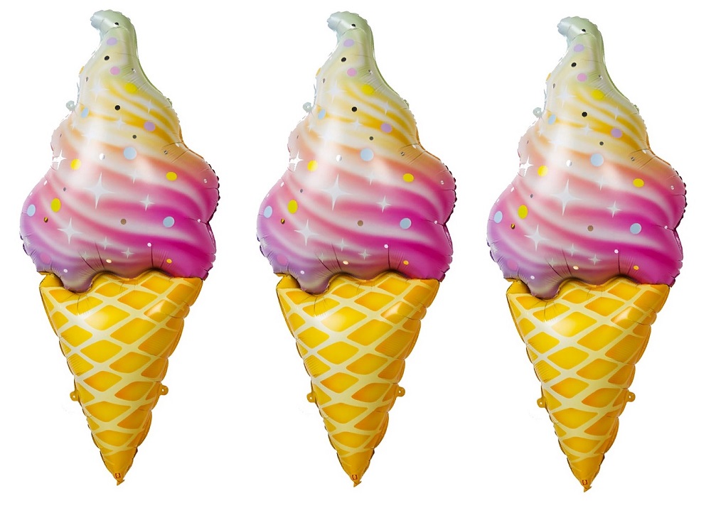 фото Шар фольгированный qualatex мини фигура мороженое рожок радуга 35 см/14 набор 3 шт
