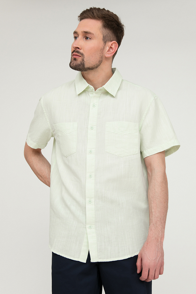 Рубашка мужская Finn Flare S20-22023 зеленая L