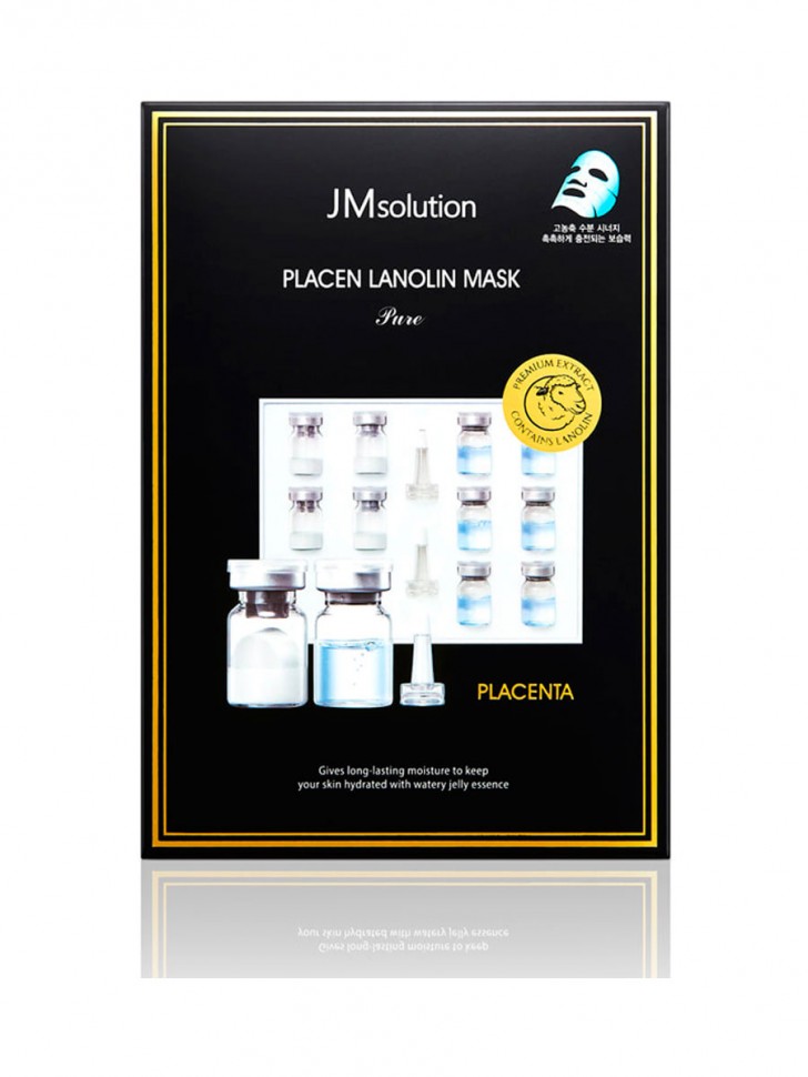 Тканевая маска JMSolution Placen Lanolin Mask Pure matssu маска черная глина и водоросли серия laminaria shop 75
