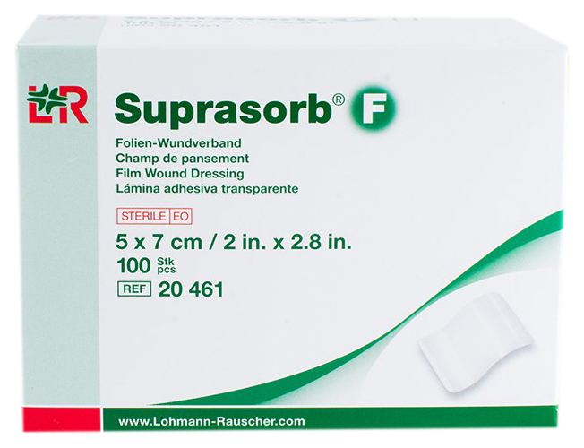 Стерильная прозрачная пленка для перевязки ран, 5x7 см Suprasorb F
