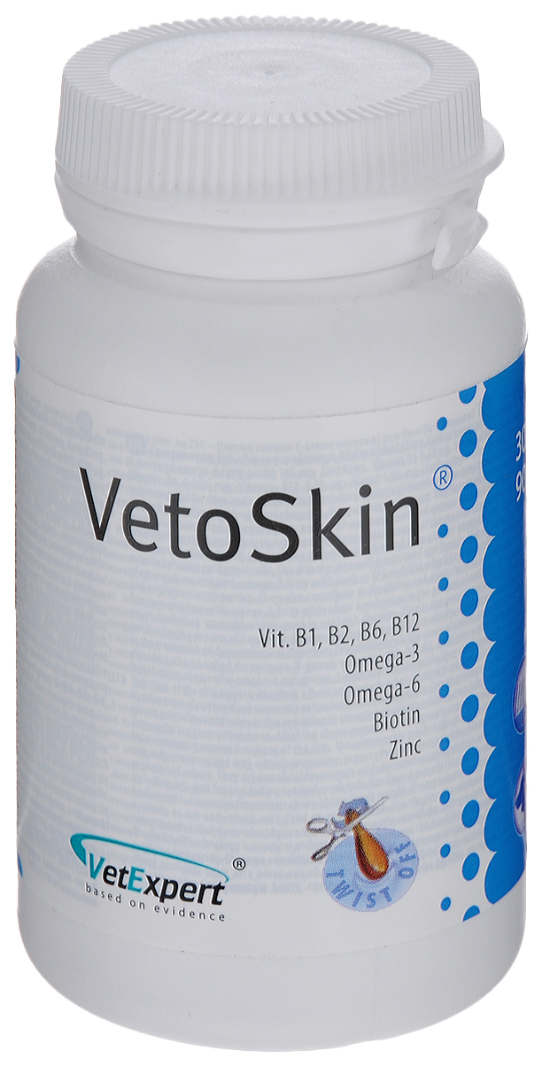 

Дерматопротектор VetoSkin для собак и кошек, 90 капсул, VetExpert, ВетоСкин