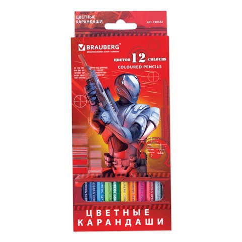 

Карандаши 12 цветов BRAUBERG Star Patrol заточенные (180532), Розовый;красный;желтый;оранжевый;бирюзовый;зеленый;синий;фиолетовый;коричневый;серый;черный