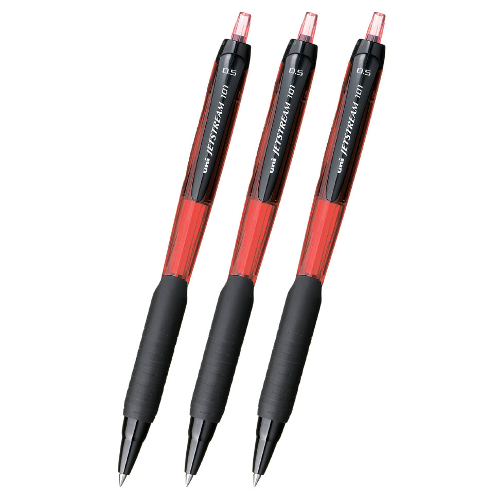 фото Набор ручек шариковых uni mitsubishi pencil sxn-101-05-red-set, красная, 0,5 мм, 3 шт.