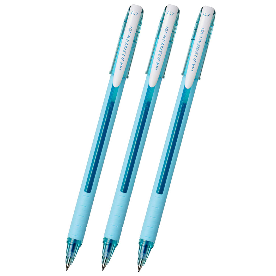 фото Набор ручек шариковых uni jetstream sx-101-07fl, синие, 0,7 мм, 3 шт. uni mitsubishi pencil