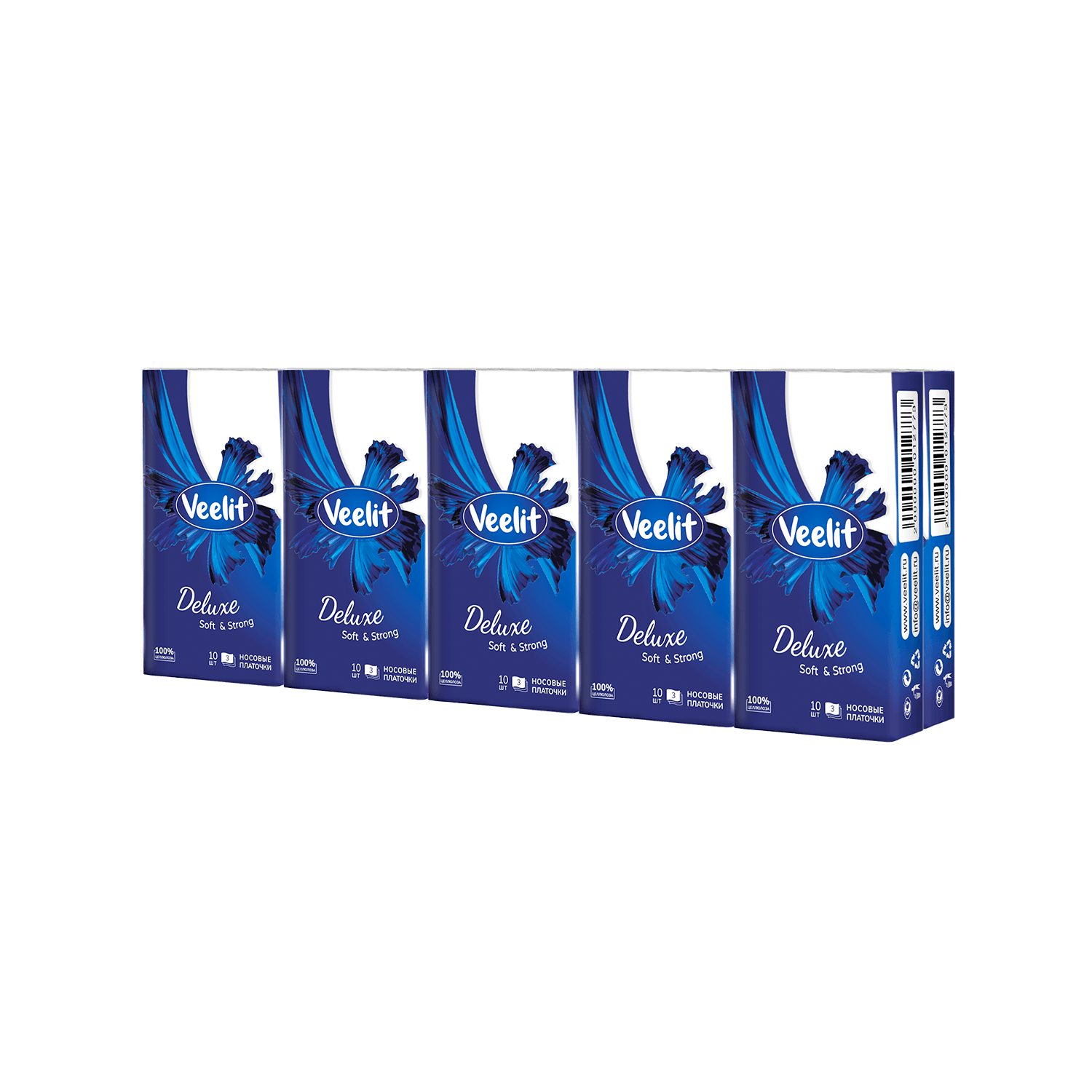 

Носовые платки Veelit deluxe Blue 3 слоя 10 пачек