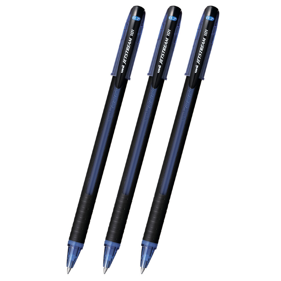 фото Набор ручек шариковых uni jetstream sx-101, синие, 0,7 мм, 3 шт. uni mitsubishi pencil