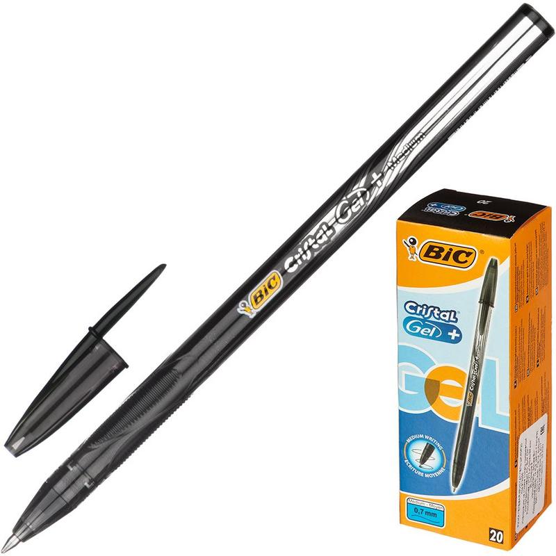 Ручка гелевая BIC Cristal Gel+ KO_727820, черная, 0,7 мм, 1 шт.