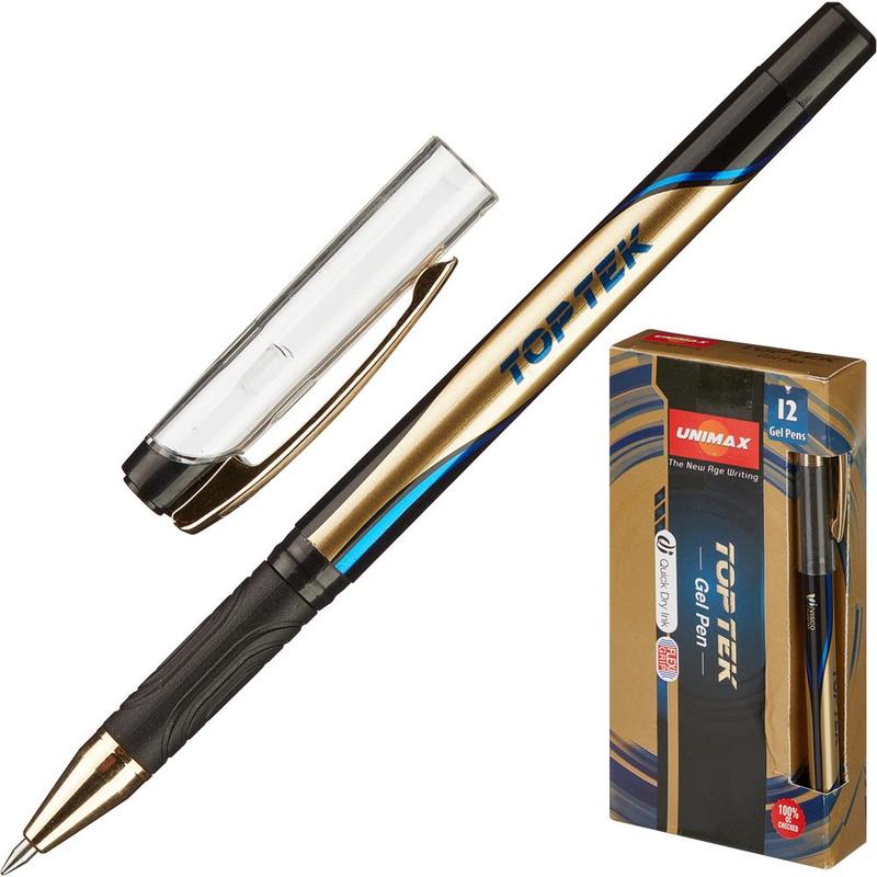 Ручка гелевая Unimax Top Tek Gel stick Gold KO_722481, синяя, 0,5 мм, 1 шт.