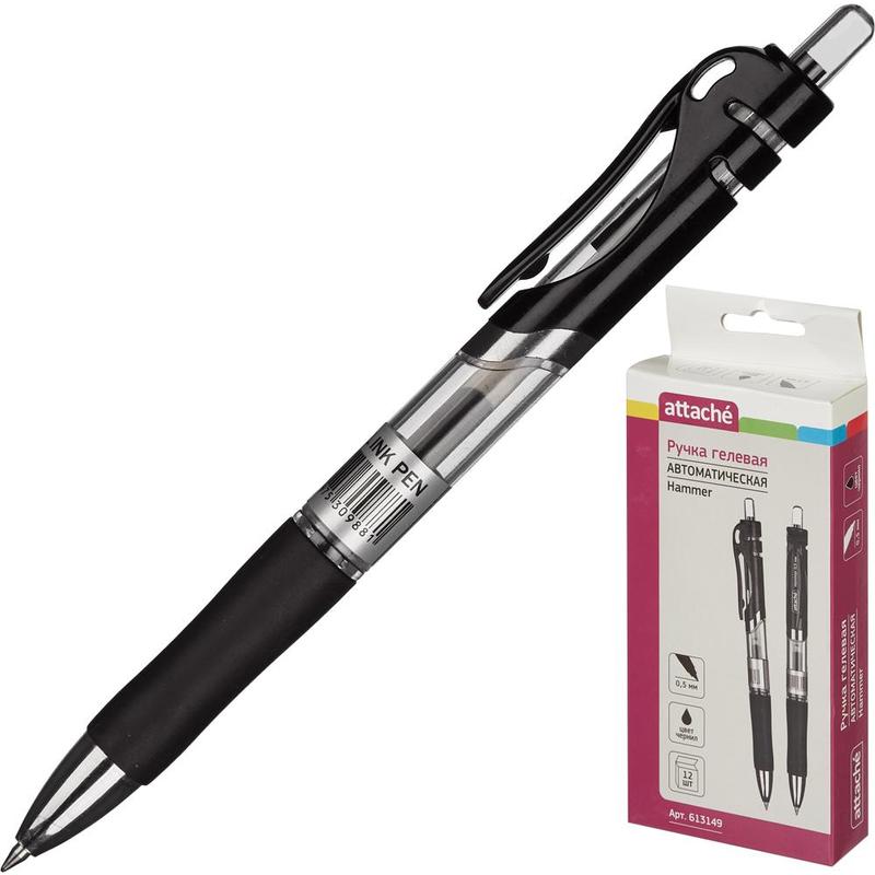 Ручка гелевая Attache Hammer KO_613149, черная, 0,5 мм, 1 шт.
