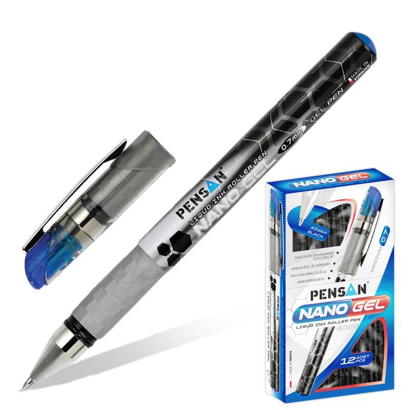 Ручка гелевая Pensan Nano Gel 6020/12BLUE, синяя, 0,7 мм, 1 шт.