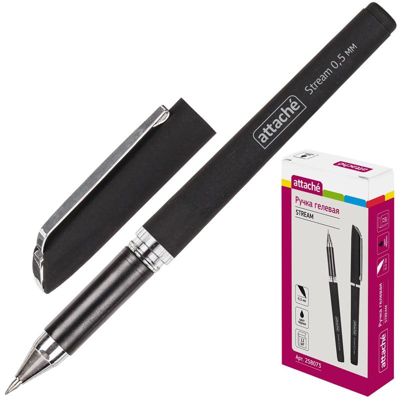 Ручка гелевая Attache Stream KO_258073, черная, 0,5 мм, 1 шт.