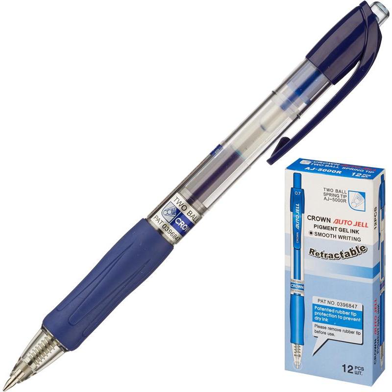 Ручка гелевая Crown CEO Jell AJ-5000R, синяя, 0,7 мм, 1 шт.