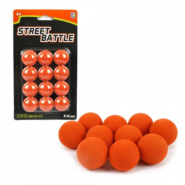 Игрушечные шарики 1toy Т13649 для Street Battle, 12 шариков 2,8 см