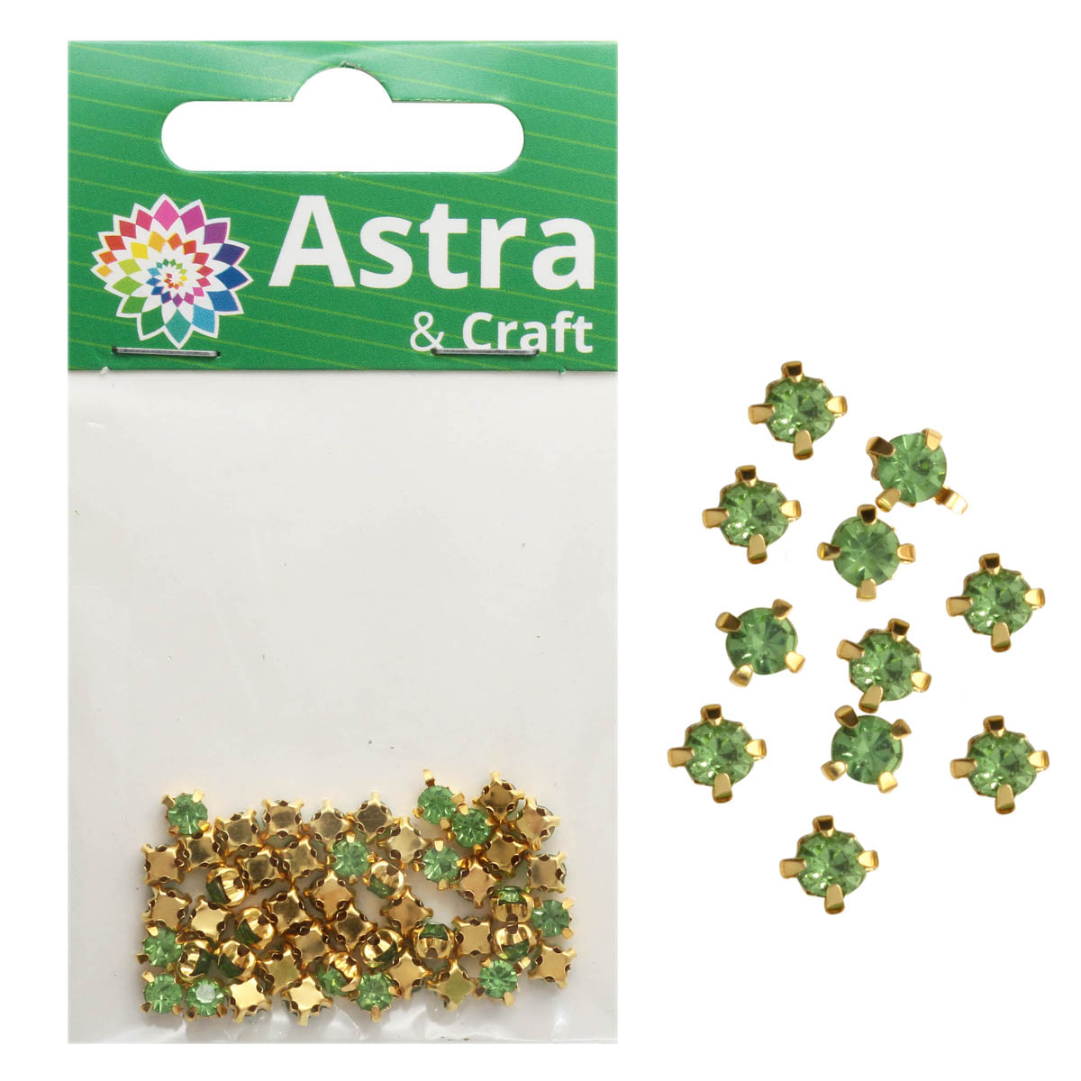 Хрустальные стразы в цапах Astra&Craft (золото) 4AR159 /166, 4мм, 50шт (06 светло-зеленый)