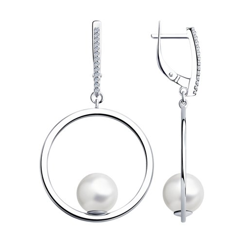 

Серьги женские из серебра SOKOLOV 94023626, фианит/жемчуг