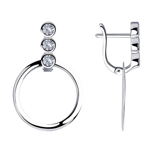 

Серьги подвески из серебра SOKOLOV 94023556, фианит, 94023556