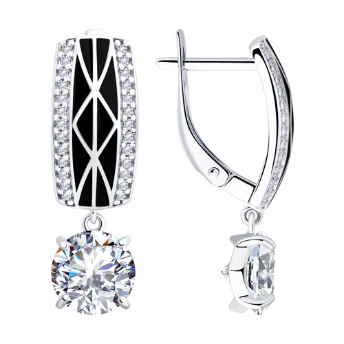 

Серьги женские из серебра SOKOLOV 94023426, фианит/эмаль, 94023426