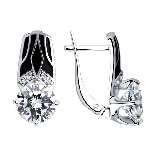 

Серьги женские из серебра SOKOLOV 94023412, фианит/эмаль, 94023412