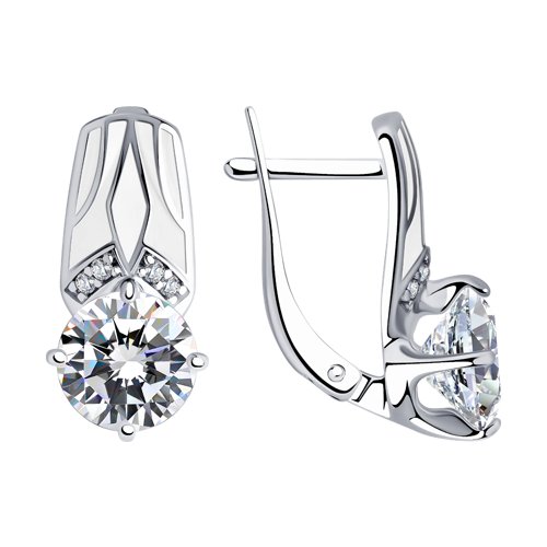 

Серьги женские из серебра SOKOLOV 94023411, фианит/эмаль, 94023411