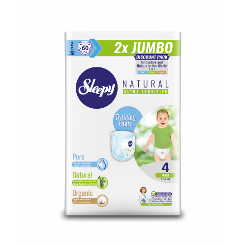 

Подгузники-трусики Sleepy Natural Maxi (7-14 кг), 60 шт.
