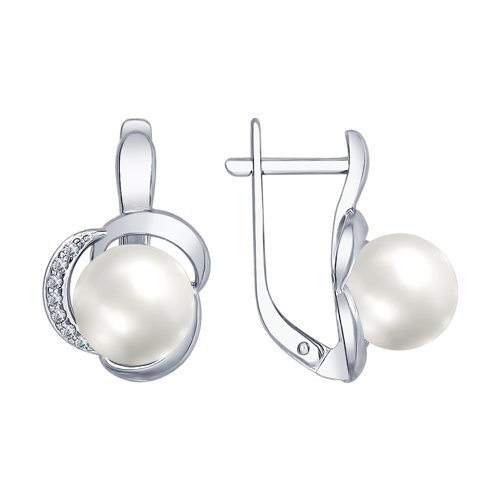 

Серьги женские из серебра SOKOLOV 94022489, фианит/жемчуг, 94022489