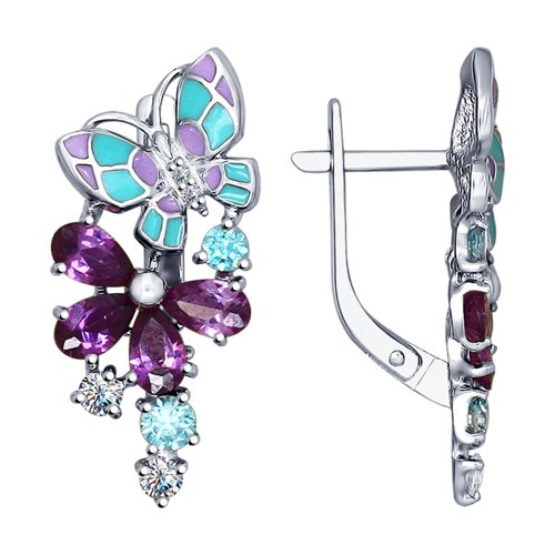 

Серьги женские из серебра SOKOLOV 94022450, фианит/эмаль, 94022450