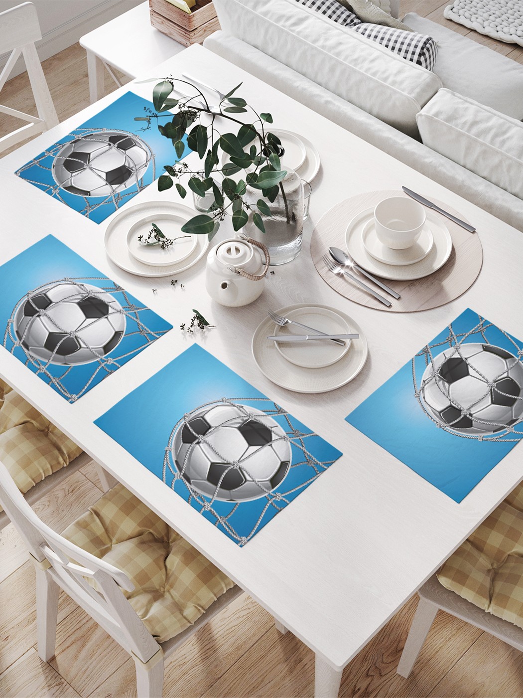 фото Joyarty комплект салфеток для сервировки стола «футбольный мяч» (32х46 см, 4 шт.)