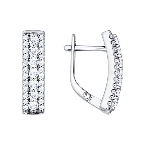 Серьги женские из серебра SOKOLOV 94021365, фианит