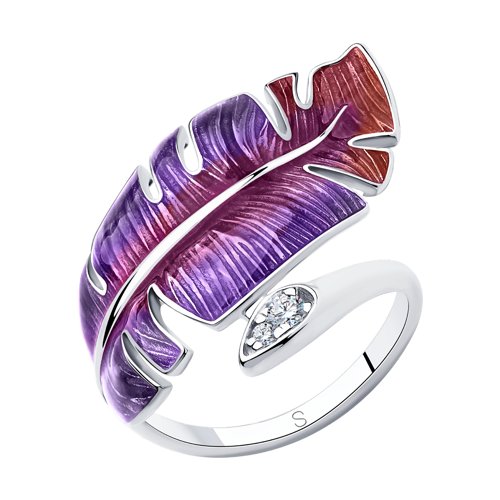 

Кольцо из серебра р.  SOKOLOV 94013064, эмаль\фианит, 94013064