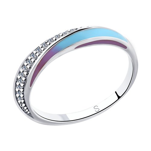 

Кольцо из серебра р.  SOKOLOV 94012942, эмаль\фианит, 94012942
