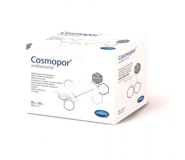 фото Повязка cosmopor antibacterial самоклеящаяся с серебром 20 х 10 см 25 шт.