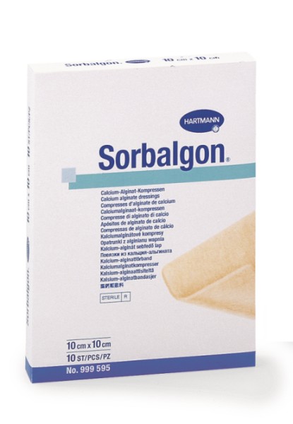 Повязка Sorbalgon из кальция-альгината для экссудирующих, кровоточащих ран 10х10 см 10 шт.