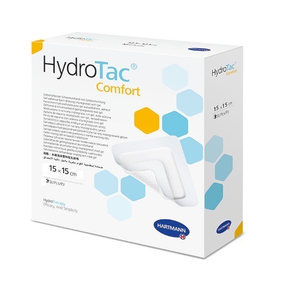 

Повязка Hydrotac comfort Гидротак комфорт губчатая самоклеящаяся 15х15 см 3 шт. 685817, 685817