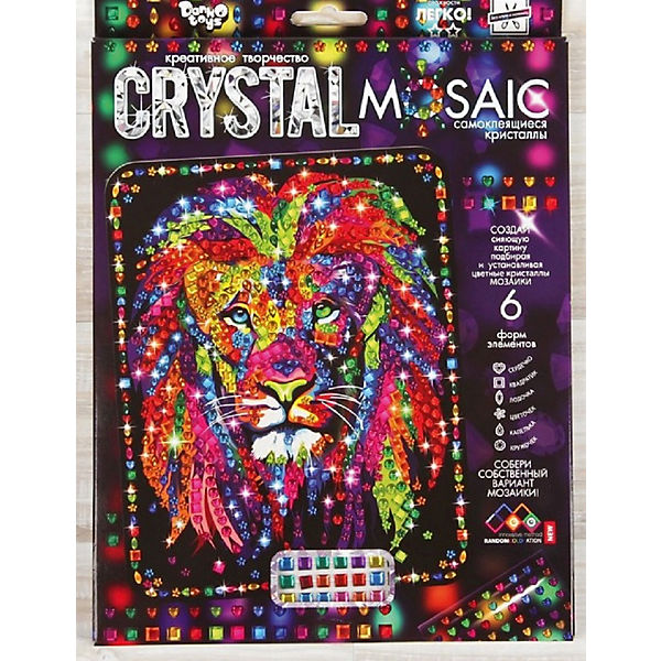 фото Набор для создания мозаики danko toys crystal mosaic лев на темном фоне